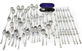 A collection of silver flatware