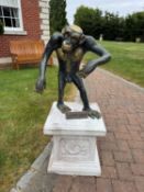 Two patinated bronze and gilt chimpanzees, Modern