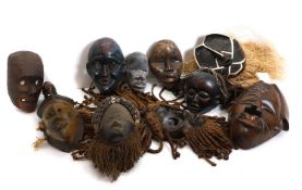 A collection of carved African masks 20th century