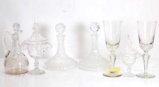 A collection of glass items, 19th century and later