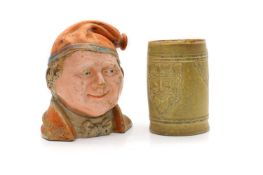 A large salt glazed 'Johnny Souter' flagon Mid 19th century