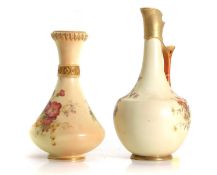 A Royal Worcester blush-ivory ground ewer 20th century