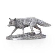 A sterling silver walking fox 21st century