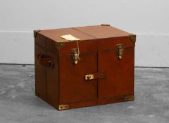 A leather wine chest Of recent manufacture