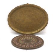 An oval Indian brass tray