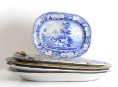 A collection of blue and white meat plates and platters 20th century