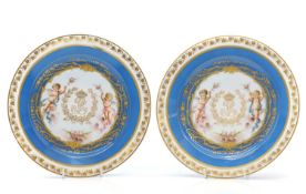 A pair of Sèvres 'Chateau des Tuileries' porcelain plates
