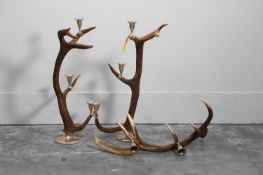 A deer-antler two-branch candle holder 20th century contemporary British or Scandinavian