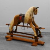 A hide covered galleried rocking horse 20th century