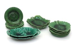 A collection of Wedgwood and Copeland leaf moulded plates