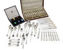 A collection of silver flatware