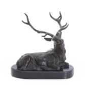 After Jean-Didier Début (1824-1893) A bronze stag lying down
