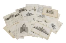 A folio of thirty-three architectural engravings,