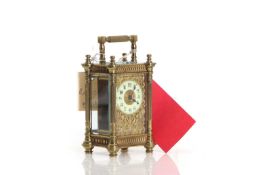 A brass carriage timepiece 20th century