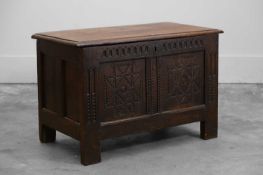 An oak panelled coffer 19th century