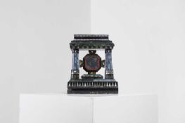 A glass and reverse-painted glass model altarpiece 19th century