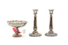 A silver pedestal dish