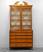 A satinwood bureau bookcase, 19th century
