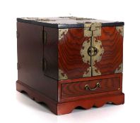 A Korean elm travelling vanity case, Of modern manufacture