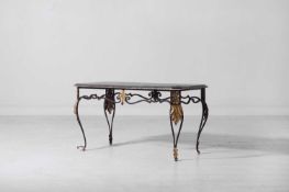 A painted wooden and wrought-iron coffee table 20th century