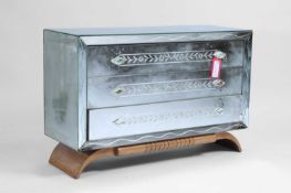 An Art Deco style mirrored chest of drawers 20th century