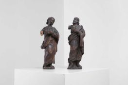 A pair of baroque carved limewood figures Probably 17th century