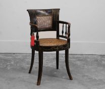 A black lacquered japanned chair Early 19th century