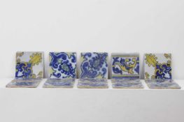 A collection of tin-glazed tiles 20th century
