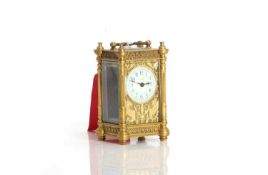 A brass carriage timepiece 20th century