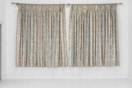 A large group of curtains in Colefax and Fowler 'Lincoln Damask' linen 20th century