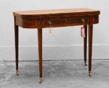 A George III mahogany, rosewood and fruitwood-strung card table Circa 1810, Scottish, by Bruce & Bur