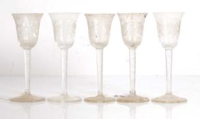 A set of five wine glasses 20th century