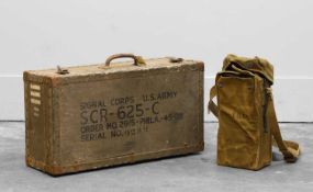 A WWII US Army Signal Corps SCR-625-C mine detector set Circa 1944