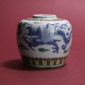 A Chinese doucai porcelain jar of ovoid form