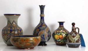 A collection of Doulton Lambeth stoneware pieces Late 19th century