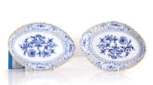 A pair of Meissen 'Blue Onion' pierced dishes 19th century