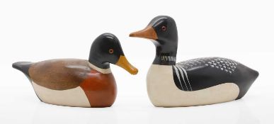 Two carved Canadian decoy carvings of a Mallard and a Common Loon 20th century