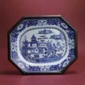 A Chinese export blue and white porcelain platter 19th century