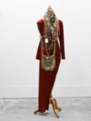 A vintage mannequin displaying a collection of costume jewellery 20th / 21st century