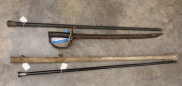 A silver topped walking cane 20th century