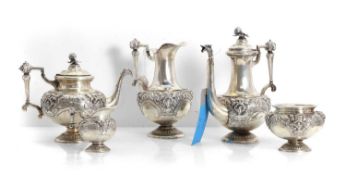 A five piece silver tea and coffee service