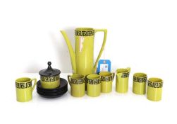 A Portmeirion lime green glazed coffee set, 21st century