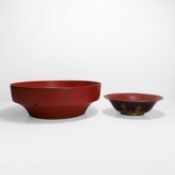 Two Japanese red lacquer bowls Late 19th/early 20th century