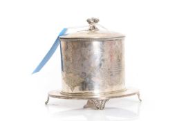 A silver biscuit barrel