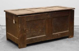 A panelled oak coffer, 17th century