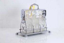 A silver plated tantalus, Victorian