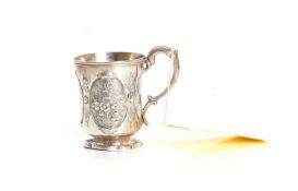 A silver Christening mug