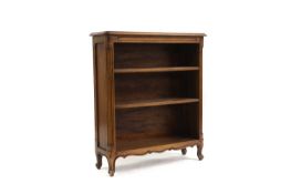 A walnut open bookcase, 20th century