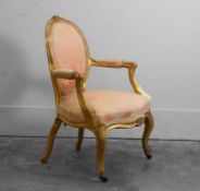 An English giltwood open armchair, late 19th century