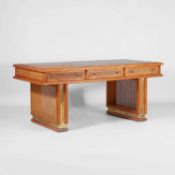 French A rattan and pine desk